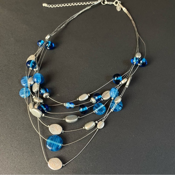 Lia Sophia Blue and Silver Necklace with Elegant Design - Picture 4 of 5